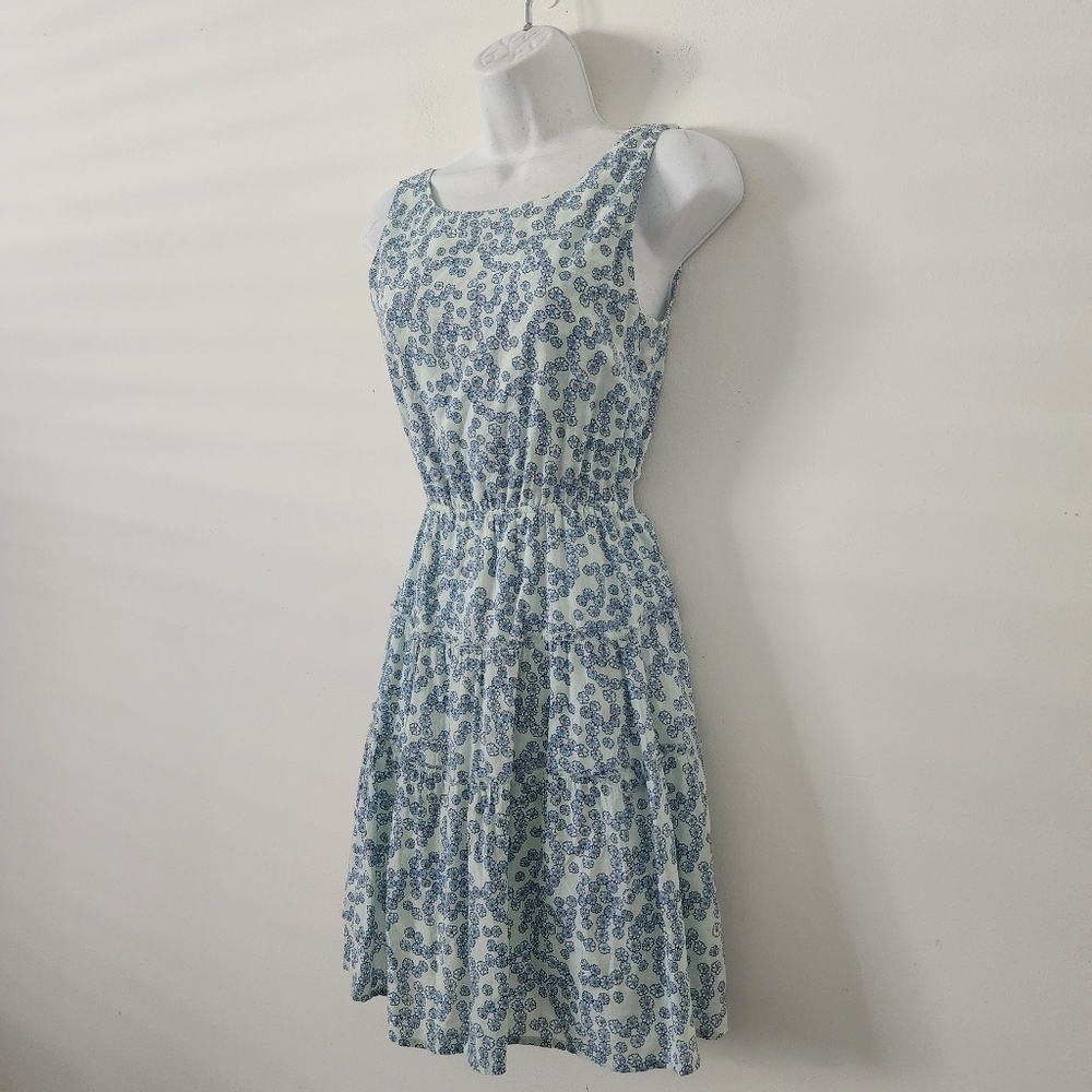 Maje Blue and White Floral Print Tiered Sundress Size 1 Backless Summer Dress - Picture 7 of 13